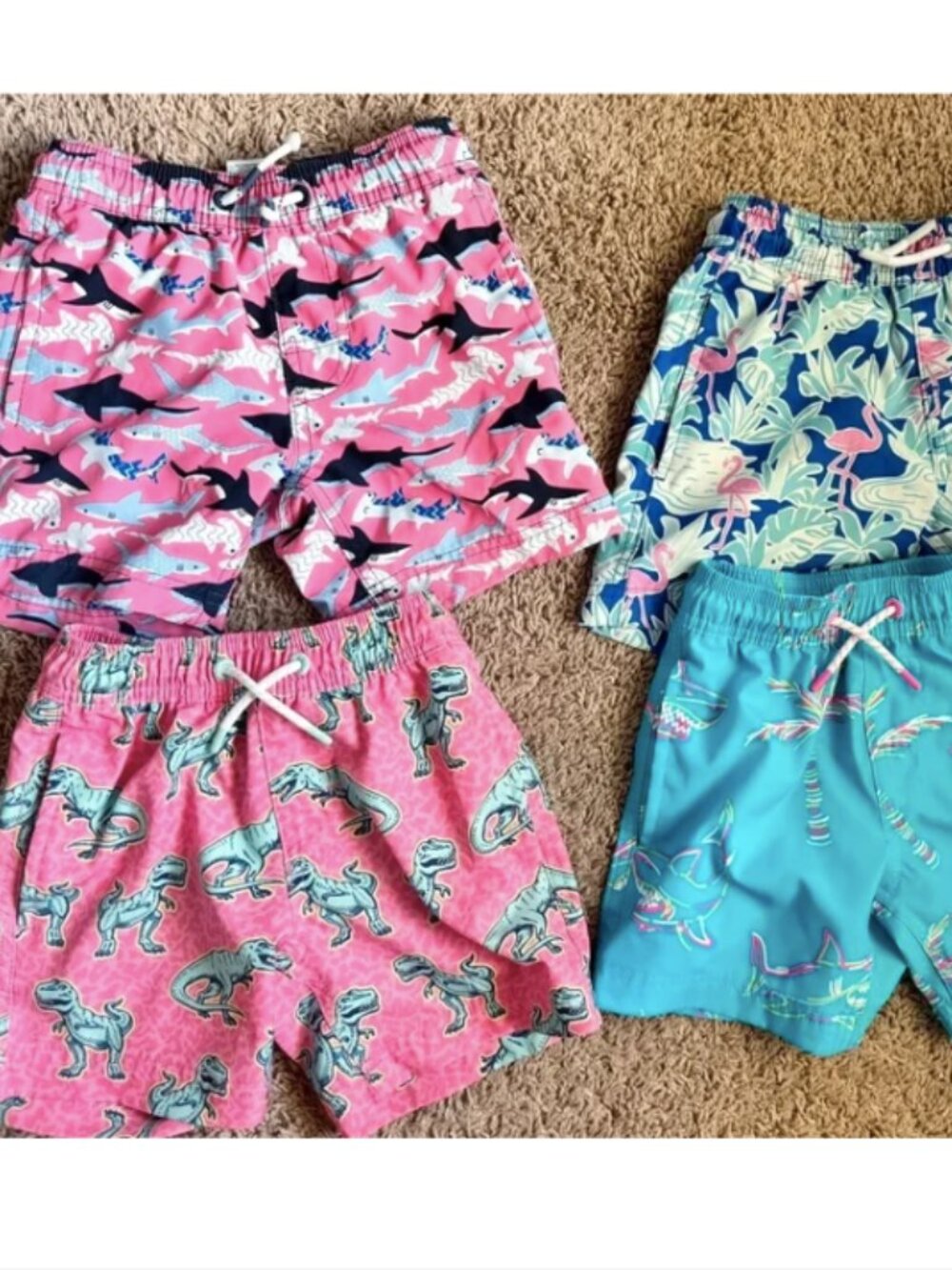 Bundle of 4 Boys Swim Trunks Size XS 4 / 5 Built in Liner Members Mark EUC